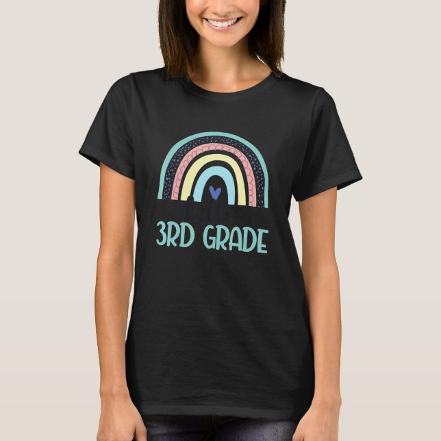 Camiseta Professor do 4º ano Arco-íris Olá Quarto ano Arco- (Frente)