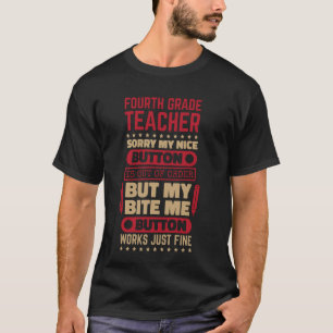 Camiseta Professor do 4º ano Bite Button para Chá do 4º ano