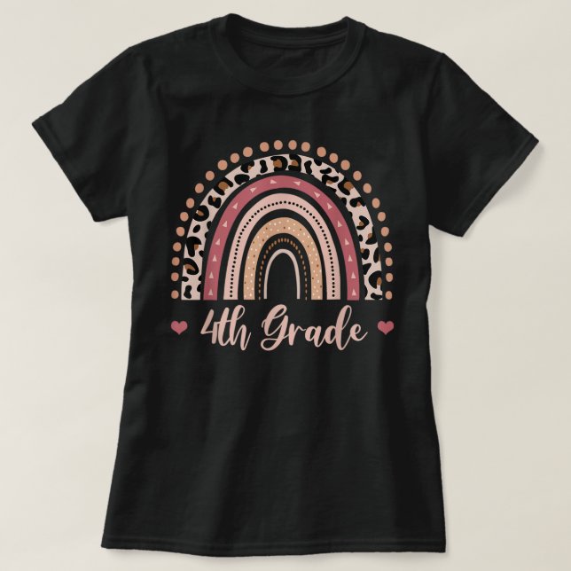 Camiseta Professor do 4º ano Engraçado Arco-Íris Volta para (Frente do Design)