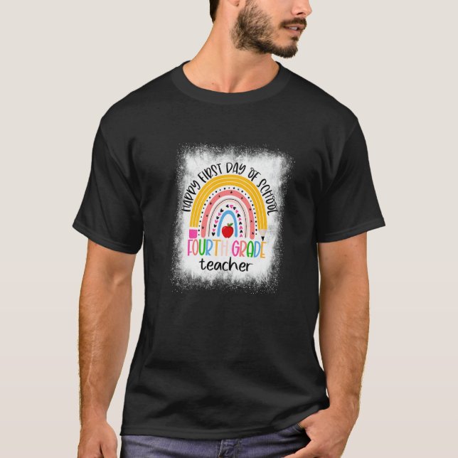 Camiseta Professor do 4º ano Lápis de Vida Arco-Íris (Frente)