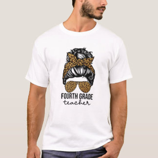Camiseta Professor do 4º ano Leopard Messy voltou a