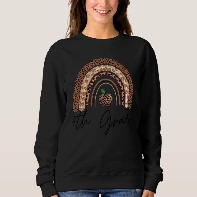 Camiseta Professor do 4º ano Leopardo Arco-íris Dia de Ação (Frente)