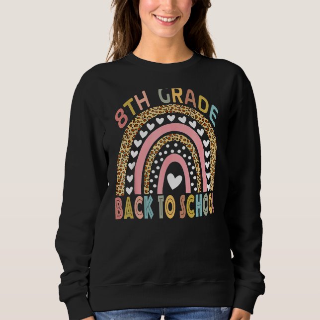 Camiseta Professor do 8º ano Leopard Rainbow 8.º ano Chá (Frente)