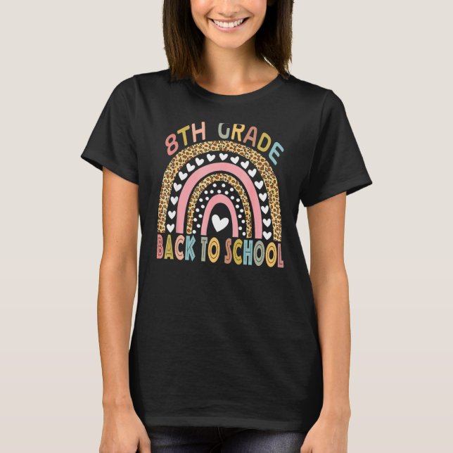 Camiseta Professor do 8º ano Leopard Rainbow 8.º ano Chá (Frente)