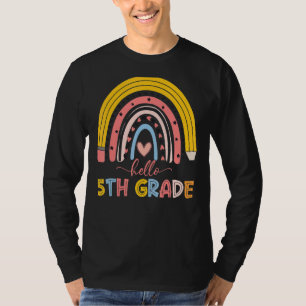 Camiseta Professor do Grau 5 do Arco-Íris Bonito Primeiro D