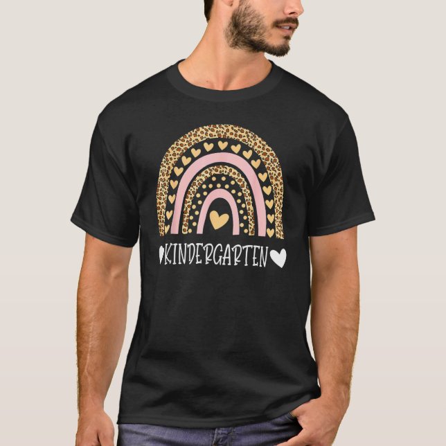 Camiseta Professor do Jardim de Infância Arco-íris Leopardo (Frente)