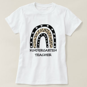 Camiseta Professor do Jardim Infantil Leopard Rainbow