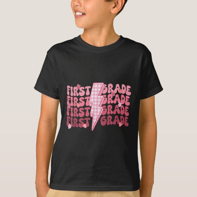 Camiseta Professor do Primeiro Ano Retro Raio de Volta às A (Frente)