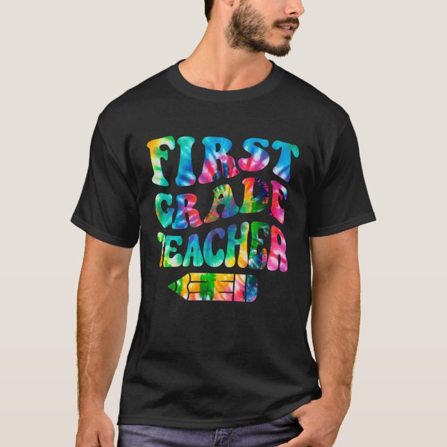 Camiseta Professor do primeiro grau Tie Dye Funny 1rua Grau (Frente)