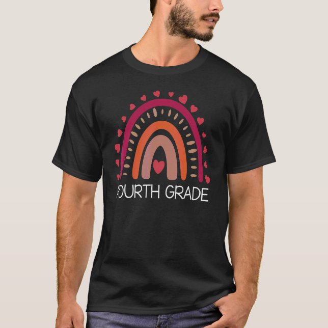 Camiseta Professor do Quarto Ano Leopardo Arco-íris 4ª Séri (Frente)