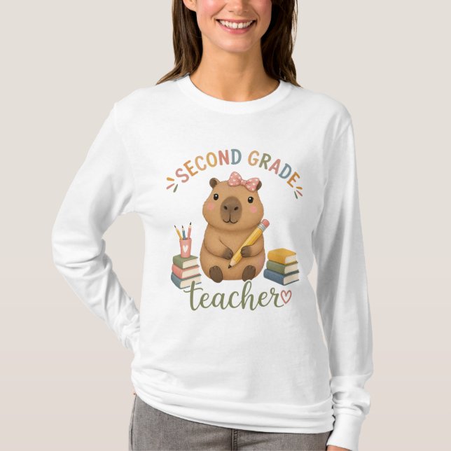 Camiseta Professor do Segundo Ano | Capivara Fofo  (Frente)