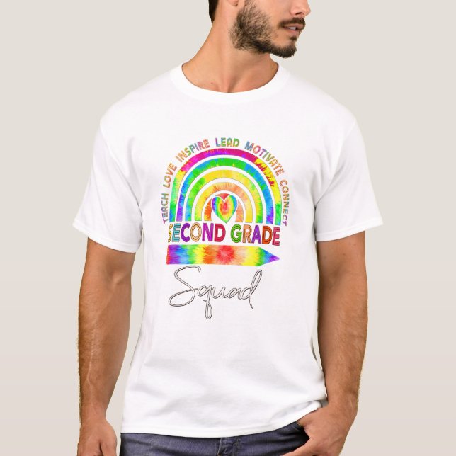 Camiseta Professor do Segundo Ano Tie Dye Arco-íris (Frente)