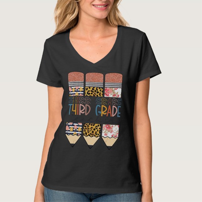 Camiseta Professor do Terceiro Grau Leopard Pencil De Volta (Frente)
