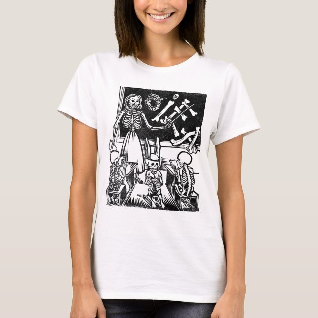 Camiseta Professor e estudantes de esqueleto "dia do (Frente)