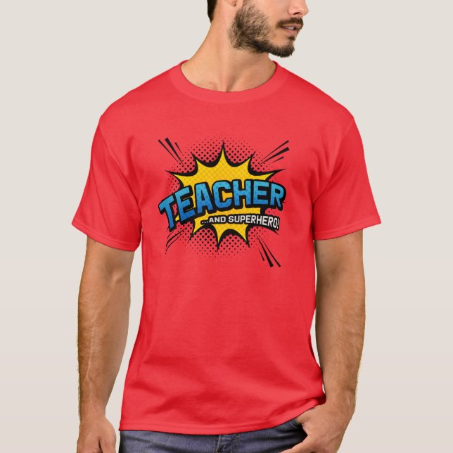 Camiseta Professor e super-herói - Presente no Fim do Manda (Frente)