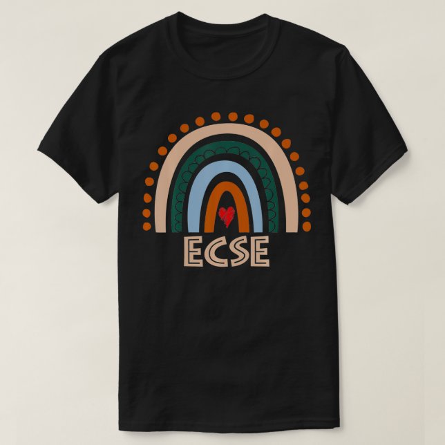 Camiseta Professor ECSE Boho Rainbow de volta à equipe esco (Frente do Design)