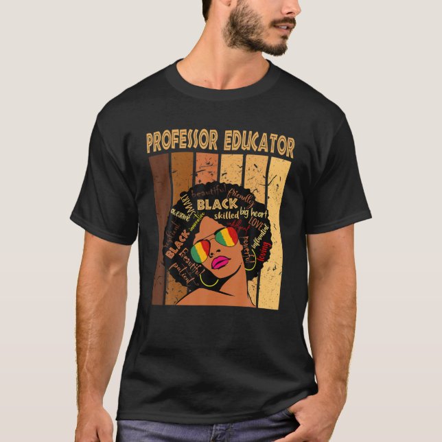 Camiseta Professor Educator Afro African American Black His (Frente)