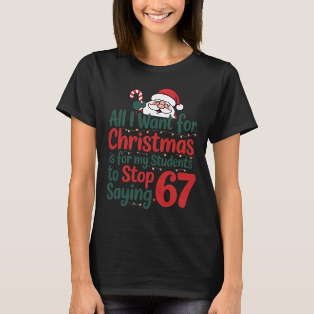 Camiseta Professor Engraçado 67 Meme Natal Matemática Aluno (Frente)
