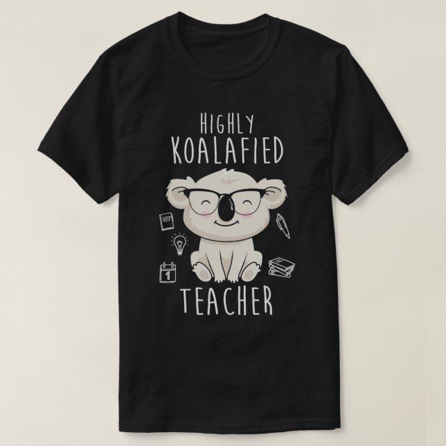 Camiseta Professor Engraçado com Animais Bonito, Idea Koala (Frente do Design)