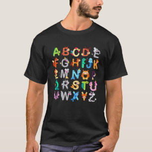 Camiseta Professor Escola Aprendizado Abcs Animal Alfabeto