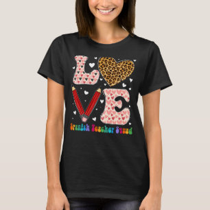 Camiseta Professor espanhol do Coração Xadrez Vermelha -leo