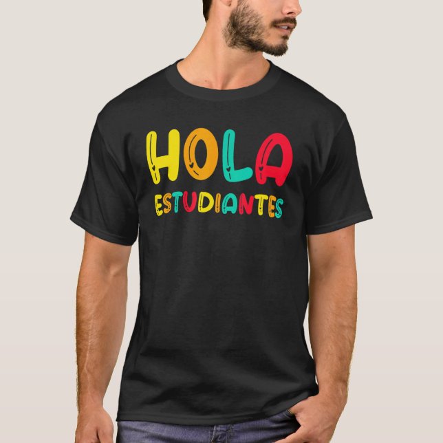 Camiseta Professor espanhol Maestra de volta à escola Hola  (Frente)