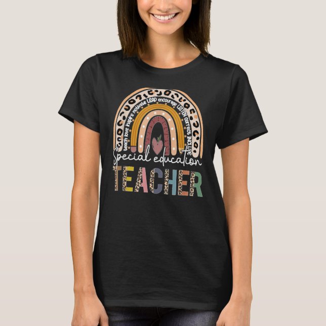 Camiseta Professor Especial de Educação Leopard Rainbow O (Frente)