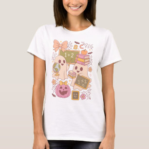 Camiseta Professor Fantasma de Halloween Fofo Sala de Aula