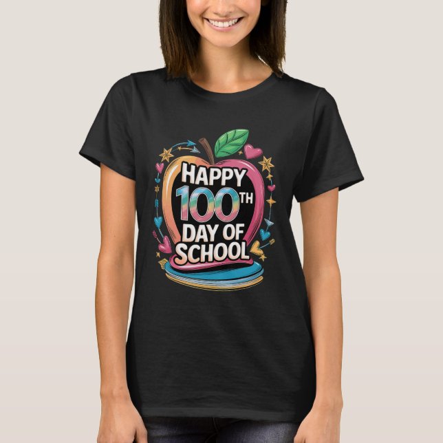 Camiseta Professor Feliz 100º Dia De Escola Matemática Quad (Frente)