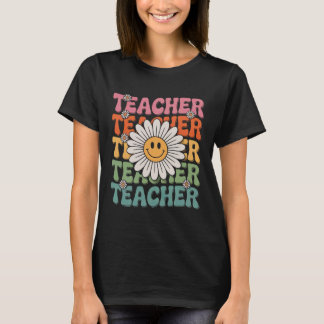 Camiseta Professor Groovy Flor de Margarida Fofa Retro Volt