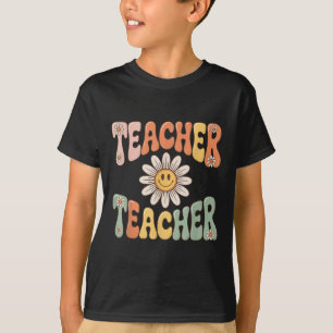 Camiseta Professor Groovy Flor de Margarida Fofa Retro Volt