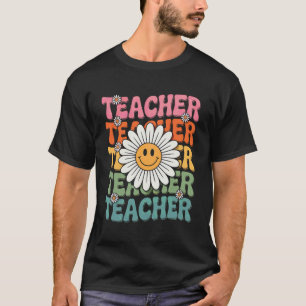 Camiseta Professor Groovy Flor de Margarida Fofo Retro Volt