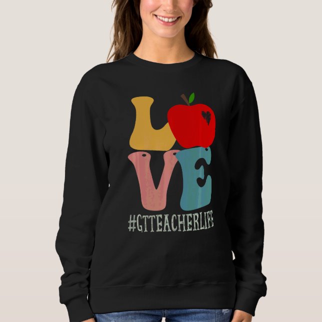 Camiseta Professor Gt Ama Maçã Groovy Retro Fofo De Volta à (Frente)