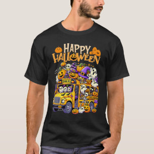 Camiseta Professor Halloween School Bus Driver Cute Ghost W