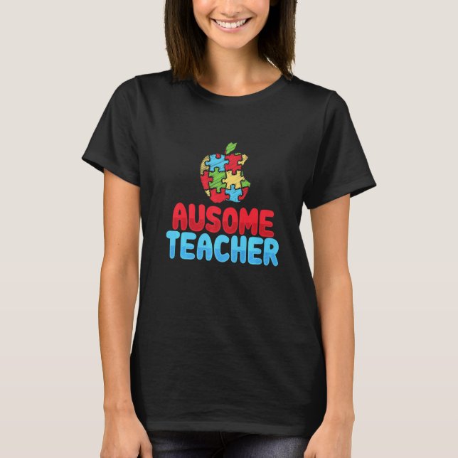 Camiseta Professor Incrível Autismo Professor Maçã Quebra-c (Frente)