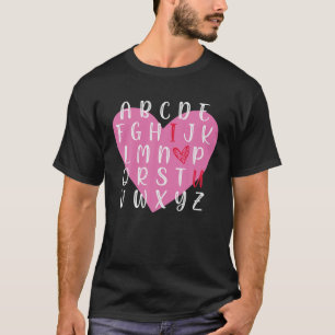 Camiseta Professor Inglês Alphabet Heart Te Ama Engraçado