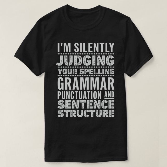 Camiseta Professor Inglês Funny Grammar Sayings (Frente do Design)