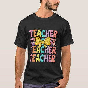 Camiseta Professor Laço Lápis Coquette Estilo Pastel Volta
