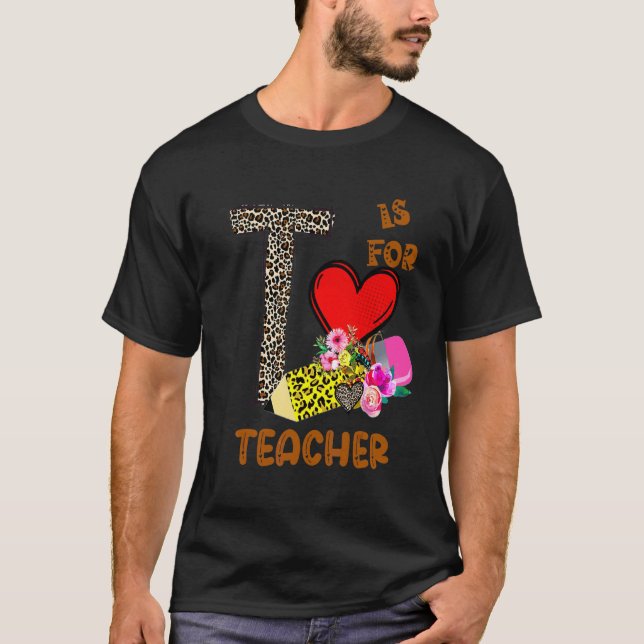 Camiseta Professor Lápis Flores Leopardo (Frente)
