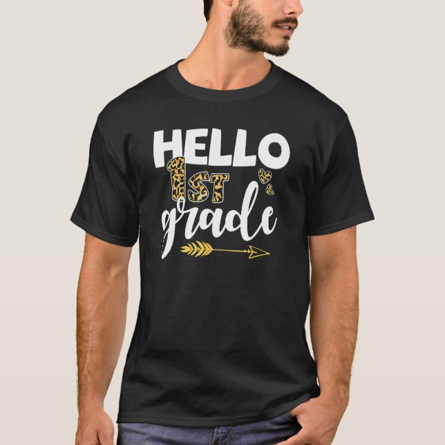 Camiseta Professor Leopard Alô 1 rua De Volta À Escola (Frente)