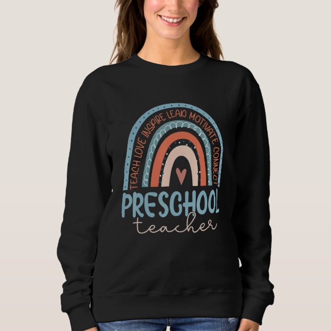 Camiseta Professor Leopard Boho Arco-Íris De Volta A Sch (Frente)