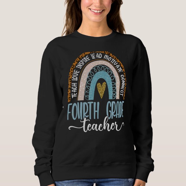 Camiseta Professor Leopard Boho Arco-Íris De Volta Para (Frente)