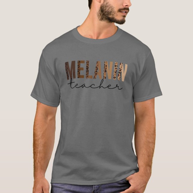 Camiseta Professor Leopard Melanin História Negra Mês Prese (Frente)