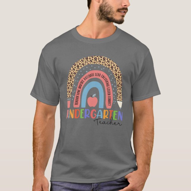 Camiseta Professor Leopard Rainbow Engraçado De Volta Para (Frente)