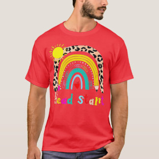 Camiseta Professor Leopard Rainbow Head Start Teacher