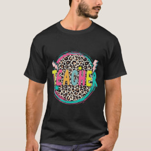 Camiseta Professor Leopardo Divertido Feliz Primeiro Dia De