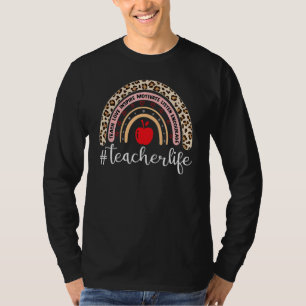 Camiseta Professor Life Leopard Boho Rainbow Teach Love Ins
