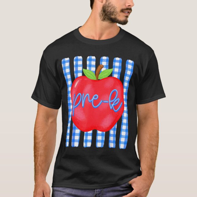 Camiseta Professor listrado pré-k para pré-escola volta às  (Frente)