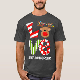 Camiseta Professor Love Reindeer Light Xmas Reindeer Ensino