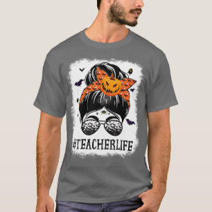 Camiseta Professor Messy Bun Spooky Pumpkin Orange Hallowee